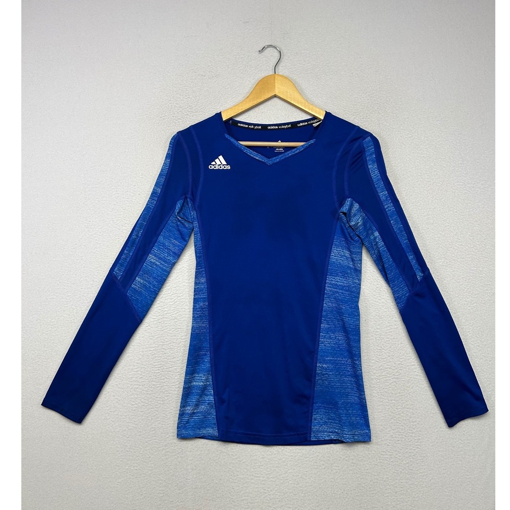 Athletic Sporty Adidas Womens XS Blue Climalite Long Sleeve Volleyball Jersey